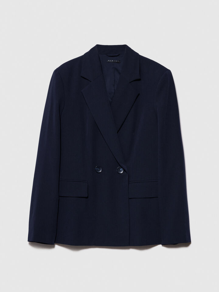 Double-breasted slim fit blazer - women's blazers - Dark Blue | Sisley image number 6